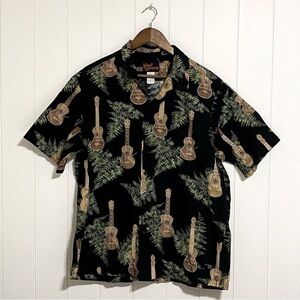 VINTAGE Island Reserve Hawaiian Ukulele Button Up Short size Large
